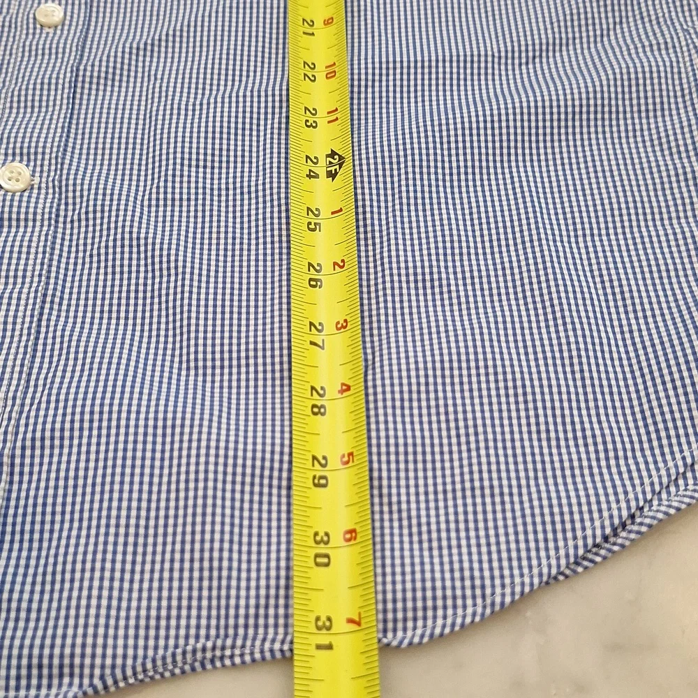 J. Crew Blue‎ White Gingham Casual Button Up Shirt Preppy Large Mens Unisex